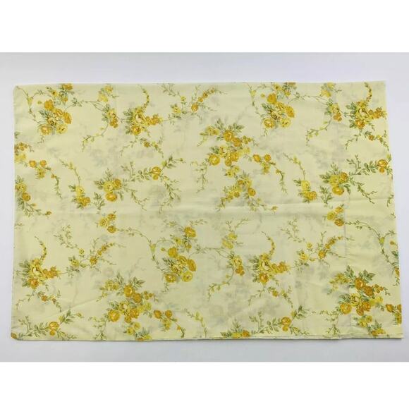 Vintage Sears Roebuck Pillowcase Yellow Orange Floral Perma Prest Percale 30x20 - Picture 3 of 5